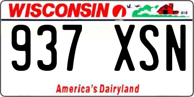 WI license plate 937XSN
