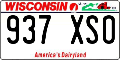 WI license plate 937XSO