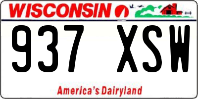 WI license plate 937XSW