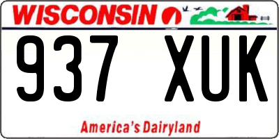 WI license plate 937XUK