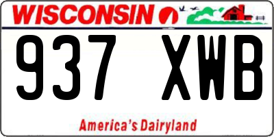 WI license plate 937XWB