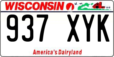 WI license plate 937XYK