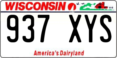 WI license plate 937XYS