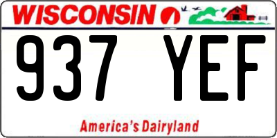 WI license plate 937YEF
