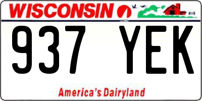 WI license plate 937YEK