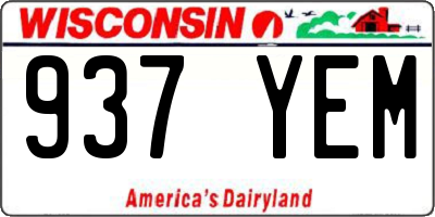 WI license plate 937YEM