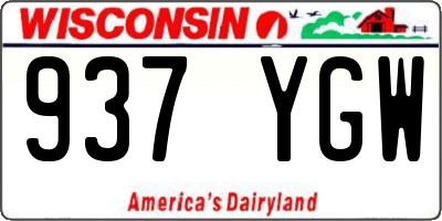 WI license plate 937YGW