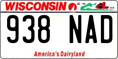 WI license plate 938NAD