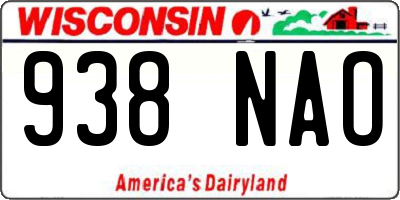 WI license plate 938NAO