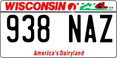 WI license plate 938NAZ