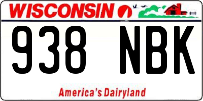 WI license plate 938NBK