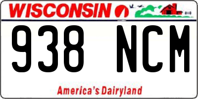 WI license plate 938NCM