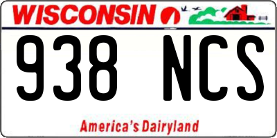 WI license plate 938NCS