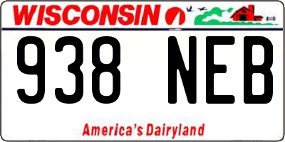 WI license plate 938NEB
