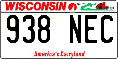 WI license plate 938NEC