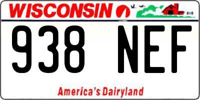 WI license plate 938NEF