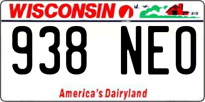WI license plate 938NEO