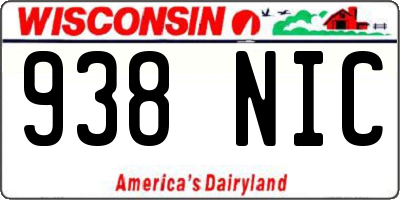 WI license plate 938NIC