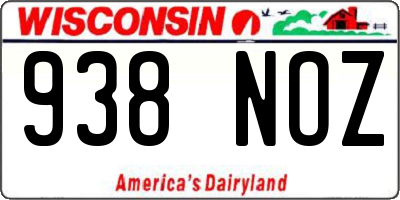 WI license plate 938NOZ