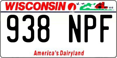 WI license plate 938NPF