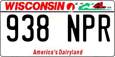WI license plate 938NPR