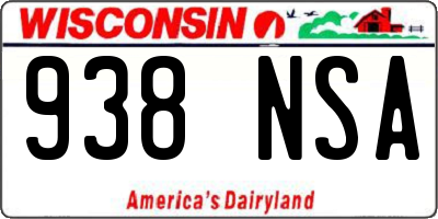 WI license plate 938NSA