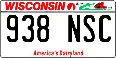 WI license plate 938NSC