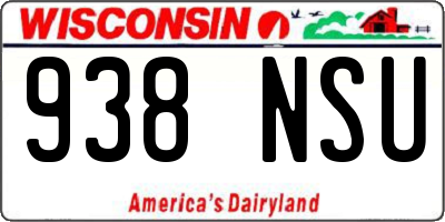 WI license plate 938NSU