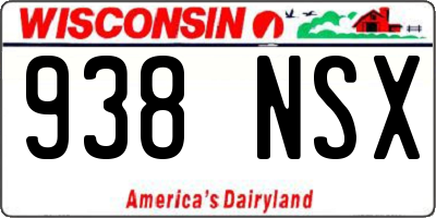 WI license plate 938NSX