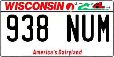 WI license plate 938NUM