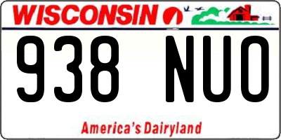 WI license plate 938NUO