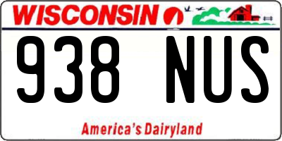 WI license plate 938NUS