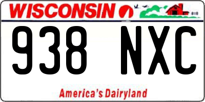 WI license plate 938NXC