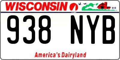 WI license plate 938NYB