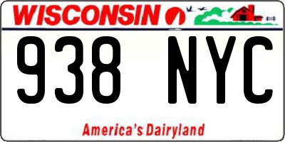 WI license plate 938NYC
