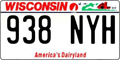 WI license plate 938NYH