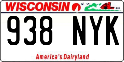 WI license plate 938NYK