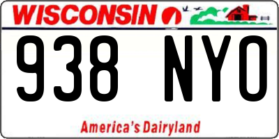 WI license plate 938NYO