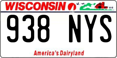WI license plate 938NYS