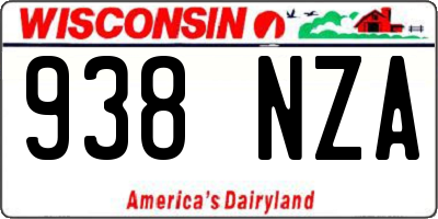 WI license plate 938NZA