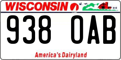 WI license plate 938OAB