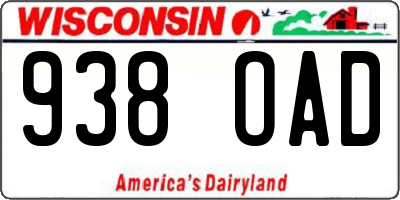 WI license plate 938OAD