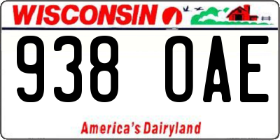 WI license plate 938OAE