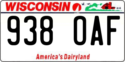 WI license plate 938OAF