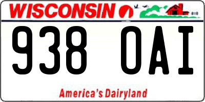 WI license plate 938OAI