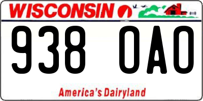 WI license plate 938OAO
