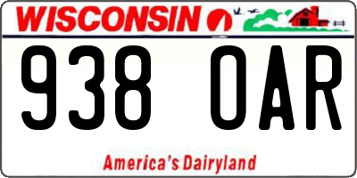 WI license plate 938OAR