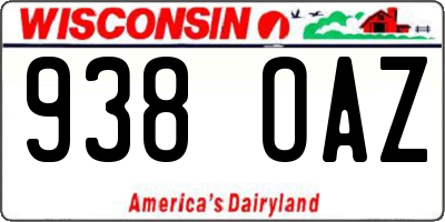 WI license plate 938OAZ