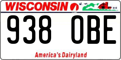 WI license plate 938OBE