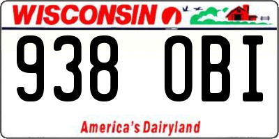 WI license plate 938OBI